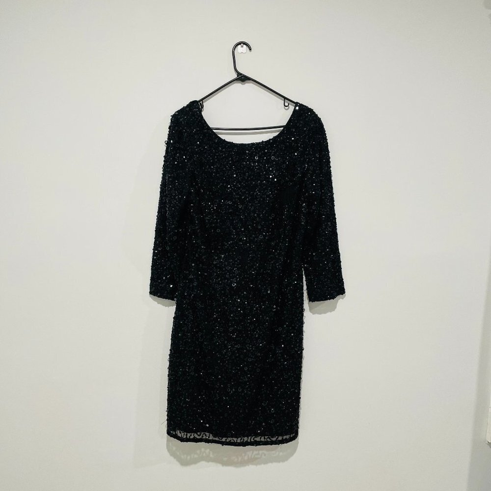 Adrianna Papell Women Black Sequinned Dress Size 18W